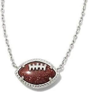 Kendra Scott Sparkling Silver Football Pendant Necklace